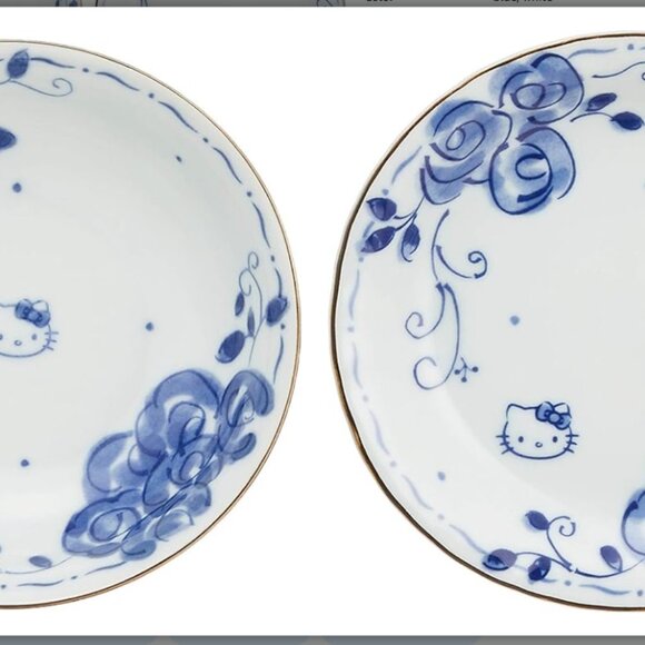 Rare Hello Kitty Blue Rose 6-Pc Porcelain Dish Set - Picture 2 of 12